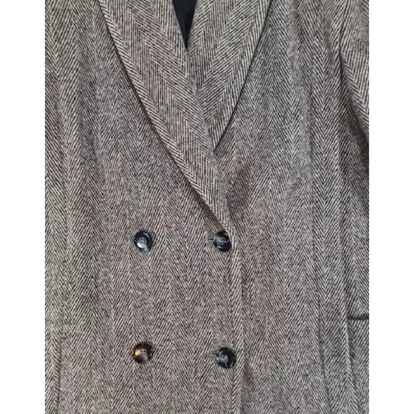 Vintage Noble Fashions Herringbone Jacket Women LG Double Breasted Wool Blend - Picture 2 of 14